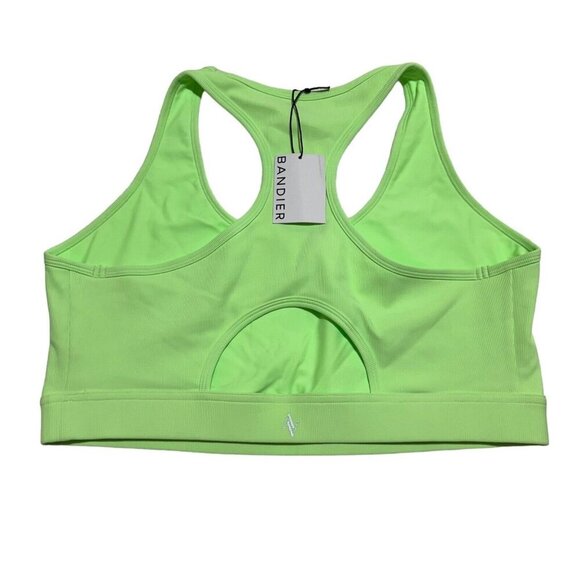 ALL ACCESS X BANDIER Womens Size 1X Lime Green Sport Rib Front Row Bra NWT - Picture 3 of 5